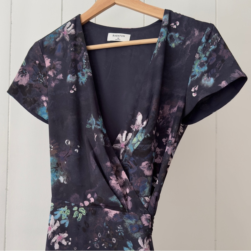 Babaton Slip Wrap Maxi Dress – Pure Indigo / Gem Green – Size XS - Picture 5 of 9